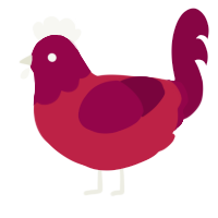 lesbian, a crimson and maroon chicken with a head pattern