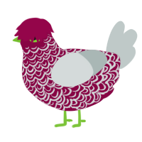 christmas miracle, a maroon and silver chicken with a double-lace pattern