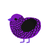 Aubergine, a violet and black chicken with a lace pattern