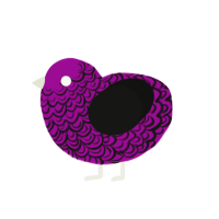 Hot Topic Baby, a plum and black chicken with a double-lace pattern