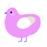 hi-chew, a lavender and white chicken