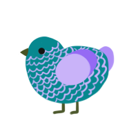 potential, a teal and lilac chicken with a lace pattern