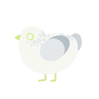 Ophelia, a white and mist chicken with a neck-speckle pattern