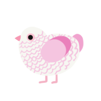 cosette, a white and pink chicken with a lace pattern