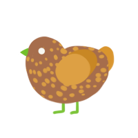 Clove, a brown and orange chicken with a speckle pattern