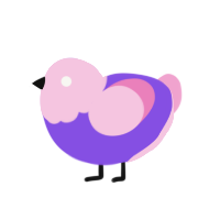 pinkfateYT, a blurple and pink chicken with a head pattern