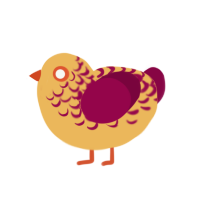 velvet, a honey and maroon chicken with a half-lace pattern