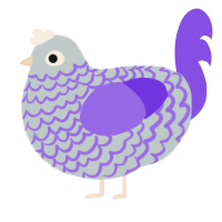 My OC Fairity, a silver and blurple chicken with a lace pattern