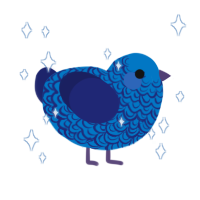 Muffin, a sapphire and navy chicken with a double-lace pattern