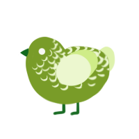 Marius, a chartreuse and apple chicken with a half-lace pattern