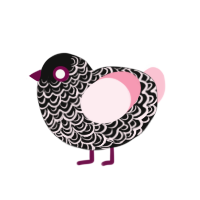 Pink Goth, a black and rose chicken with a double-lace pattern