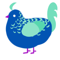 The Northern Lights, a ultramarine and mint chicken with a half-lace pattern