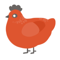 Car Jr, a vermilion chicken with a neck-speckle pattern