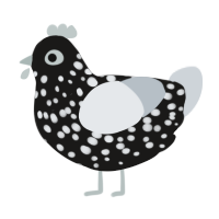 Sesame, a sable and mist chicken with a speckle pattern