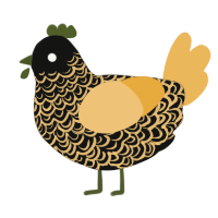 Necklace, a black and honey chicken with a double-lace pattern