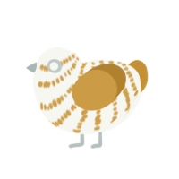 Cutiefly, a white and gold chicken with a bar pattern