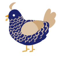 Navy, a navy and beige chicken with a lace pattern