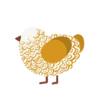 lemon cinnabar, a white and ochre chicken with a double-lace pattern