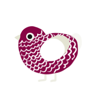 Raspberry Milk, a maroon and white chicken with a lace pattern