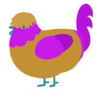 Raspberry Pudding, a gold and amethyst chicken with a head pattern