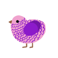 CV, a pink and violet chicken with a lace pattern