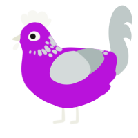 old lady, a amethyst and silver chicken with a neck-speckle pattern