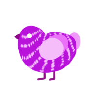 Mira, a amethyst and lavender chicken with a bar pattern