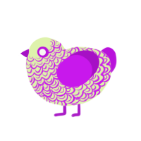 Collision Chaos, a apple and amethyst chicken with a double-lace pattern