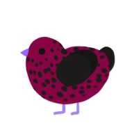 Strawberry, a maroon and sable chicken with a speckle pattern