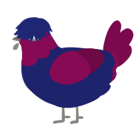 Leonardo, a navy and wine chicken with a head pattern