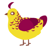 Auspicious McDonalds, a yellow and maroon chicken with a half-lace pattern