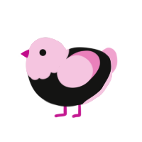 Megurine Luka, a black and pink chicken with a head pattern