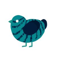 Blue Raspberry, a teal and tumblr chicken with a bar pattern