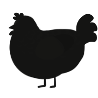 BLOODMONEY, a black chicken with a half-lace pattern