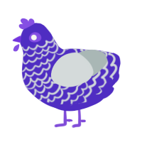 Yam Jam, a indigo and silver chicken with a lace pattern