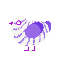 (unnamed), a white and blurple chicken with a bar pattern