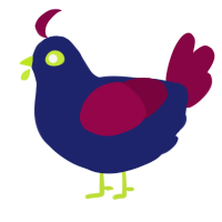 Kiko parent, a navy and maroon chicken