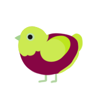 Anthurium, a maroon and lime chicken with a head pattern