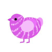 Princesa chicle, a orchid and lavender chicken with a bar pattern