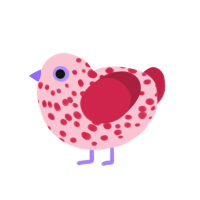 Heart, a rose and crimson chicken with a speckle pattern