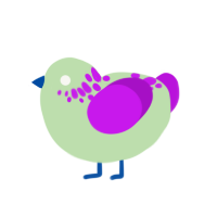 fresco, a gluppy and amethyst chicken with a neck-speckle pattern