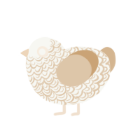 Cinnamon, a white and beige chicken with a double-lace pattern