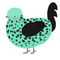 Baja Blast, a mint and sable chicken with a speckle pattern