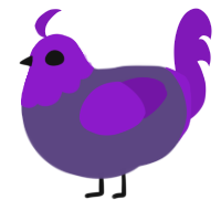 Blum, a overcast and violet chicken with a head pattern