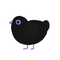 Anthelion, a black and sable chicken with a lace pattern