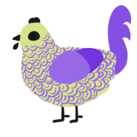 (unnamed), a lemon and blurple chicken with a double-lace pattern