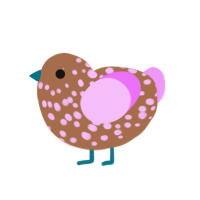 Pretty Bubble, a brown and lavender chicken with a speckle pattern