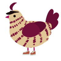 Overflight, a beige and wine chicken with a bar pattern