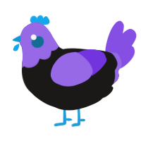 Grimace Miku Jr, a sable and blurple chicken with a head pattern