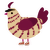 Overflight, a beige and wine chicken with a bar pattern